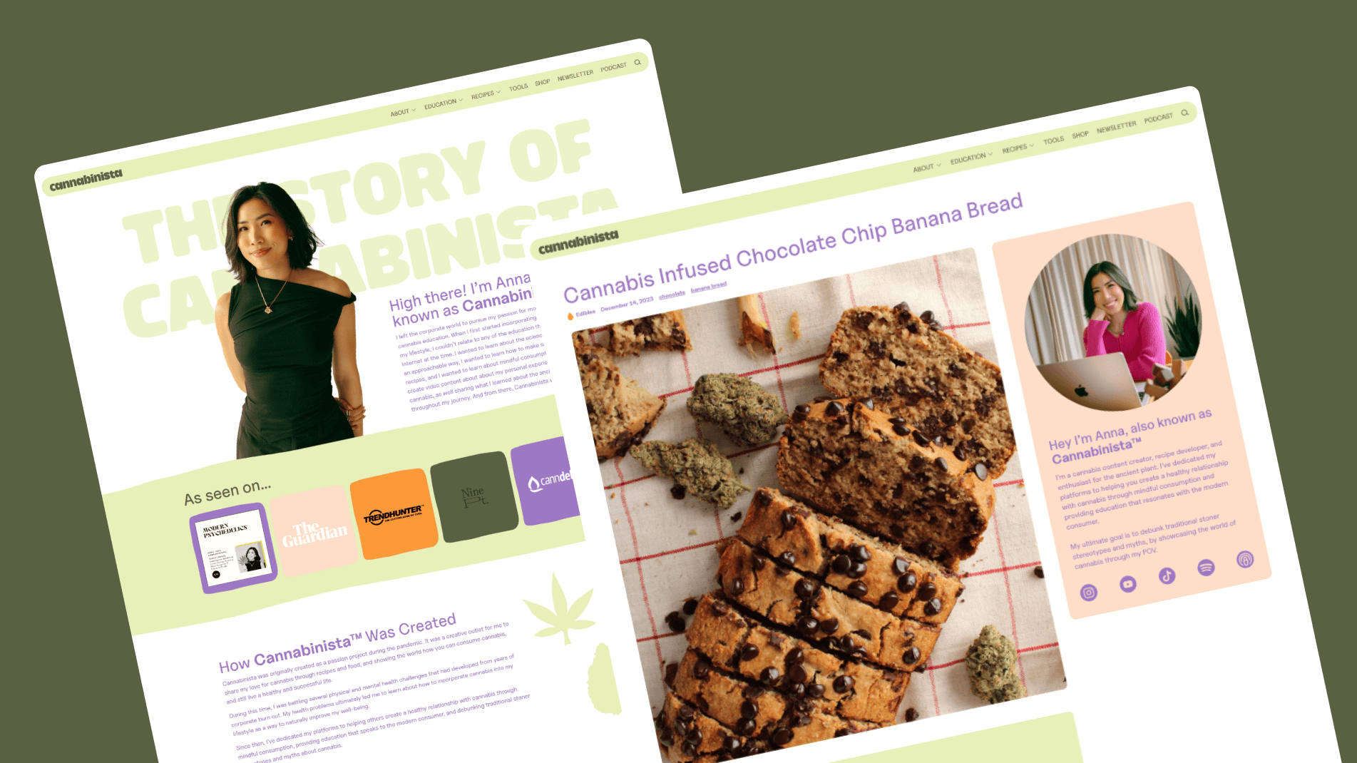 Cannabinista's about page and Cannabis infused chocolate chip banana bred recipe