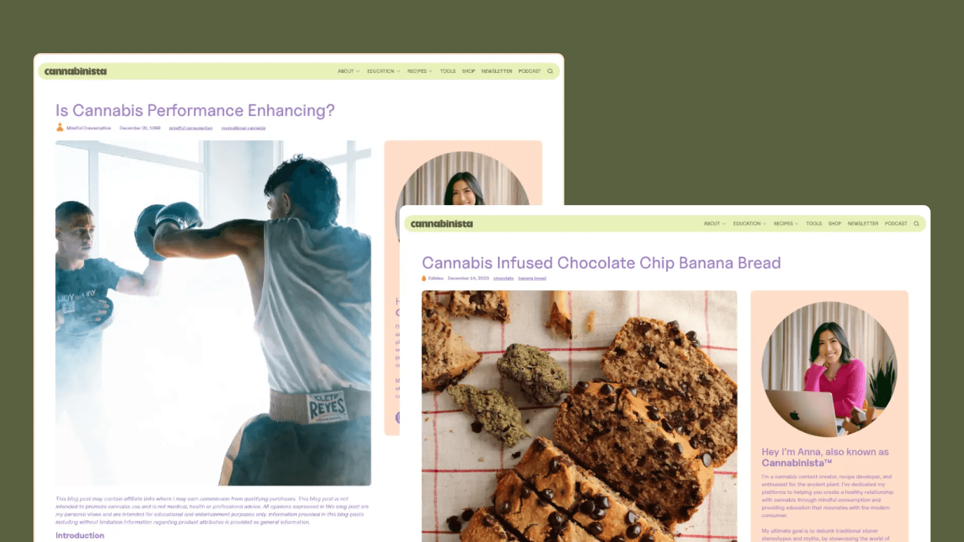 One of Cannabinista's educational articles and one of Cannabinista's recipe